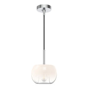 Kuzco Samar 8in 1-Light Pendant | Ombre Chrome and Opal Glass | Dry Rated Kitchen Island & Dining Room | 10.38 H x 7.5 Dia in | Model PD57508-CH-OP