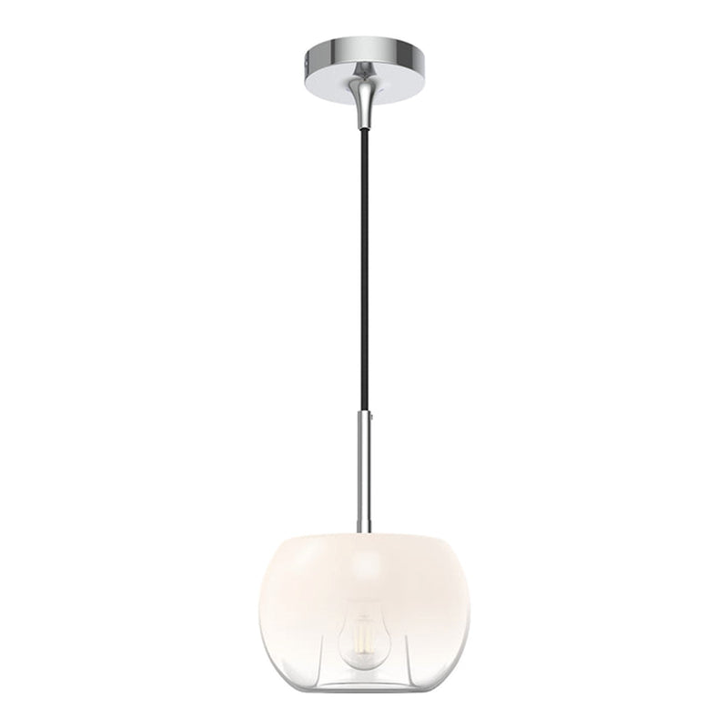Kuzco Samar 8in 1-Light Pendant | Ombre Chrome and Opal Glass | Dry Rated Kitchen Island & Dining Room | 10.38 H x 7.5 Dia in | Model PD57508-CH-OP