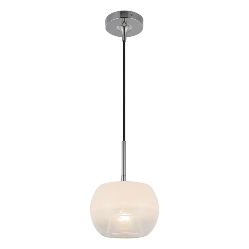 Kuzco Samar 8in 1-Light Pendant | Ombre Chrome and Opal Glass | Dry Rated Kitchen Island & Dining Room | 10.38 H x 7.5 Dia in | Model PD57508-CH-OP