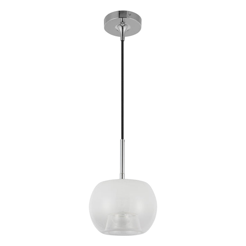 Kuzco Samar 8in 1-Light Pendant | Ombre Chrome and Opal Glass | Dry Rated Kitchen Island & Dining Room | 10.38 H x 7.5 Dia in | Model PD57508-CH-OP