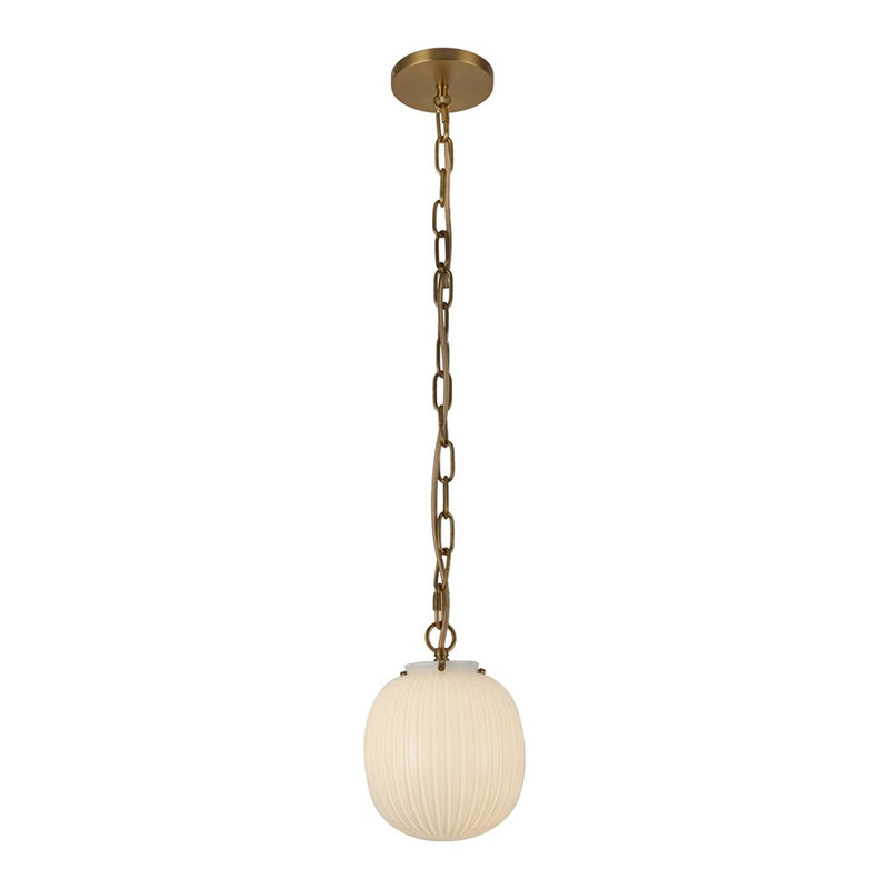 Kuzco Cherise 7" Socket Pendant, Gold/Glossy Ribbed Opal Glass - PD579107BGGR