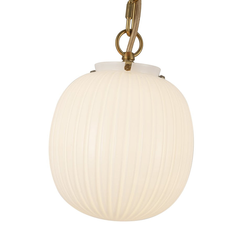 Kuzco Cherise 7" Socket Pendant, Gold/Glossy Ribbed Opal Glass