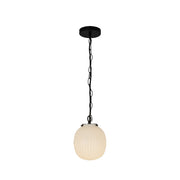 Kuzco Cherise 7" Socket Pendant, Black/Glossy Ribbed Opal Glass - PD579107MBGR
