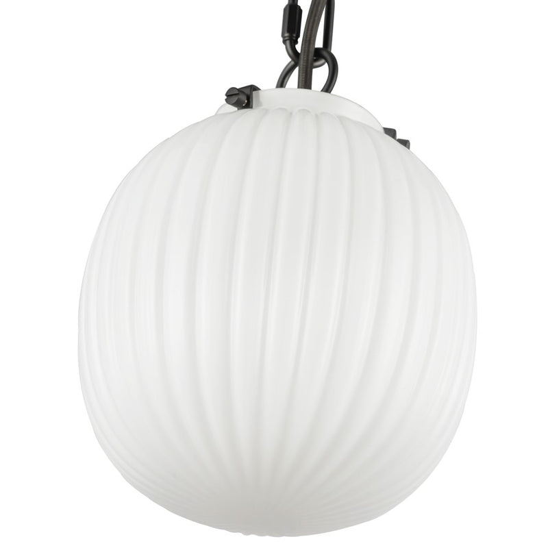 Kuzco Cherise 7" Socket Pendant, Black/Glossy Ribbed Opal Glass