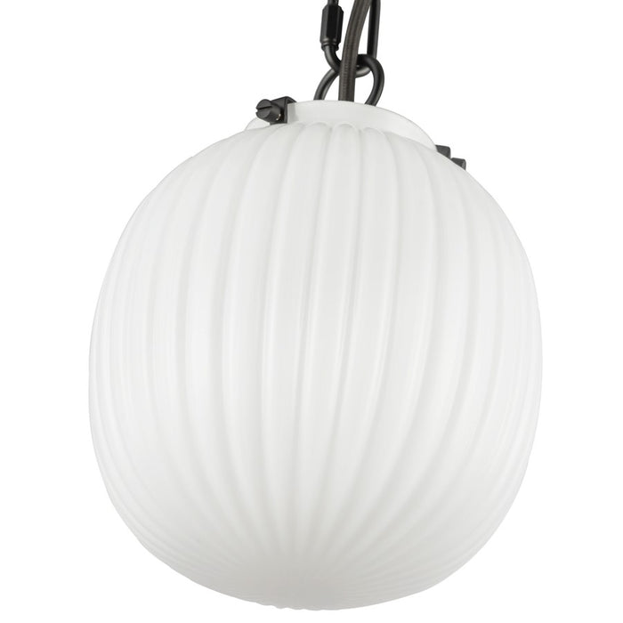 Kuzco Cherise 7" Socket Pendant, Black/Glossy Ribbed Opal Glass