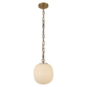 Kuzco Cherise 12" Socket Pendant, Gold/Glossy Ribbed Opal Glass - PD579112BGGR