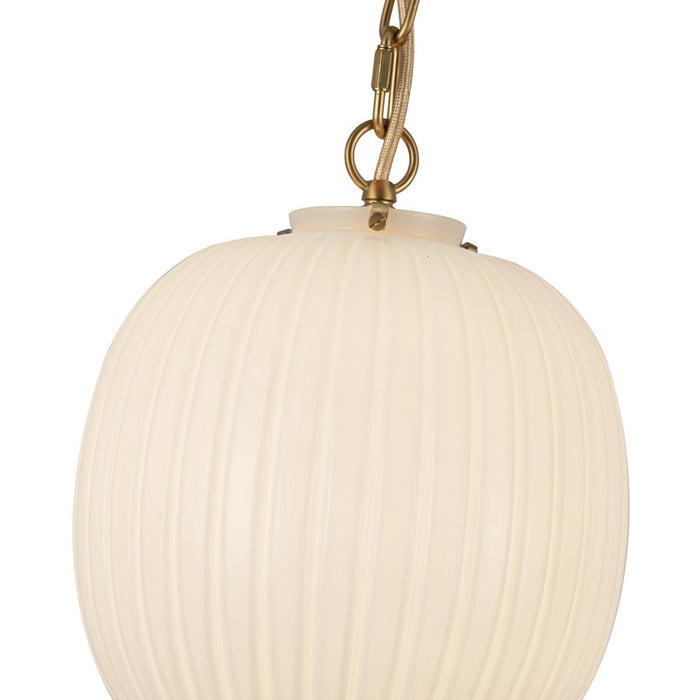 Kuzco Cherise 12" Socket Pendant, Gold/Glossy Ribbed Opal Glass