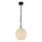 Kuzco Cherise 12" Socket Pendant, Black/Glossy Ribbed Opal Glass - PD579112MBGR