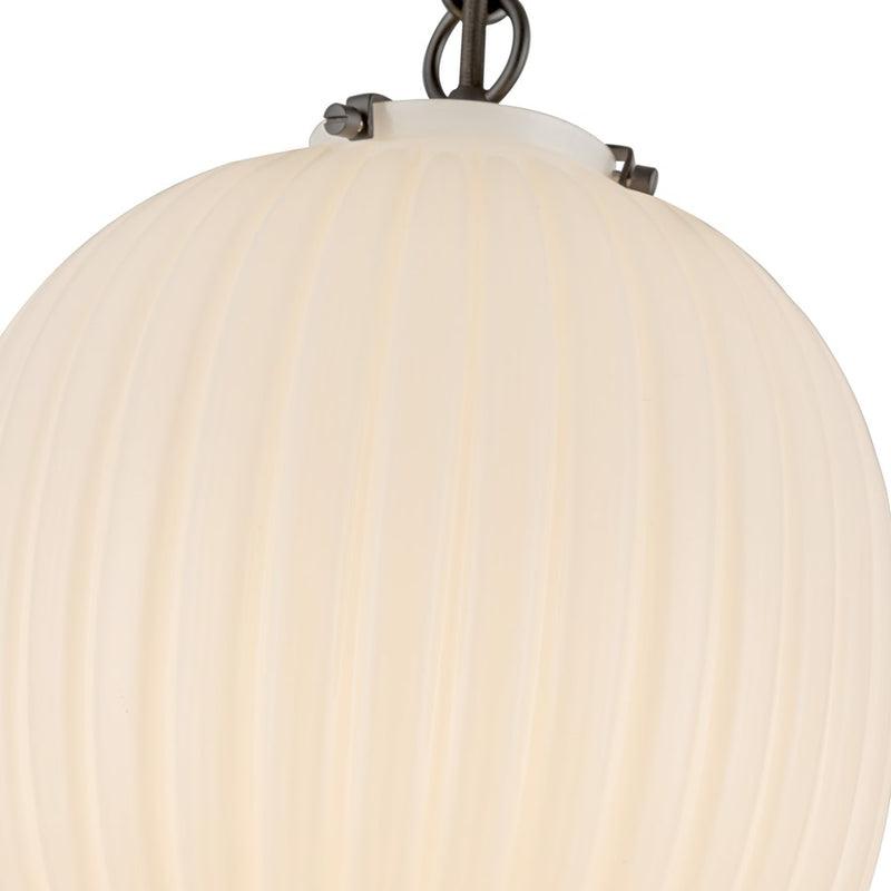 Kuzco Cherise 12" Socket Pendant, Black/Glossy Ribbed Opal Glass