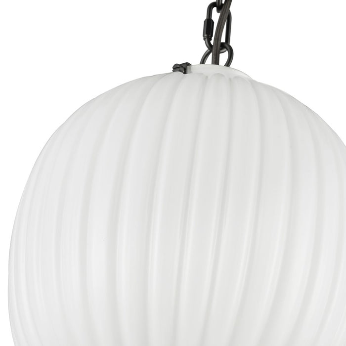 Kuzco Cherise 12" Socket Pendant, Black/Glossy Ribbed Opal Glass