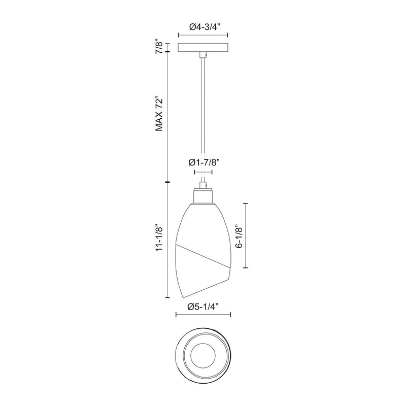Alora Mood Capri 5in 1-Light Pendant | Modern Chrome and Clear Glass | Kitchen Island & Dining Room | 5.25 x 11.12 in, Dry Rated | Model PD587105CHCL