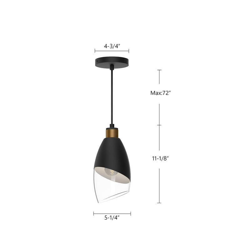Alora Mood Capri 5in 1-Light Pendant | Modern Chrome and Clear Glass | Kitchen Island & Dining Room | 5.25 x 11.12 in, Dry Rated | Model PD587105CHCL