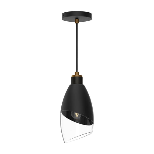 Alora Mood Capri 5in 1-Light Pendant | Modern Art Clear Glass and Matte Black Metal | Dining Room & Kitchen Island | Model PD587105MBCL