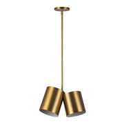 Kuzco Keiko 14in 2-Light Pendant | Mid-Century Brushed Gold Steel Shade | Kitchen Island & Dining Room | 6 x 6 x 8 in | Model PD58814-BG