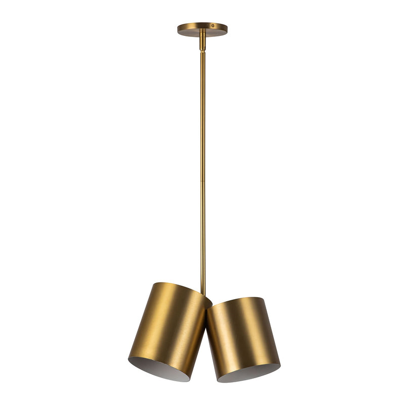 Kuzco Keiko 14in 2-Light Pendant | Mid-Century Brushed Gold Steel Shade | Kitchen Island & Dining Room | 6 x 6 x 8 in | Model PD58814-BG