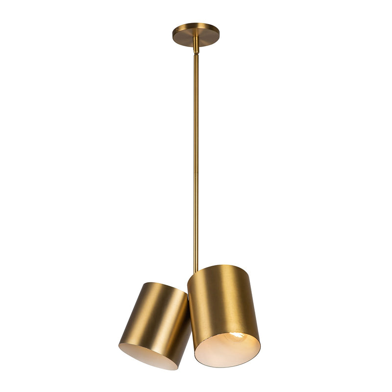 Kuzco Keiko 14in 2-Light Pendant | Mid-Century Brushed Gold Steel Shade | Kitchen Island & Dining Room | 6 x 6 x 8 in | Model PD58814-BG