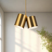 Kuzco Keiko 14in 2-Light Pendant | Mid-Century Brushed Gold Steel Shade | Kitchen Island & Dining Room | 6 x 6 x 8 in | Model PD58814-BG