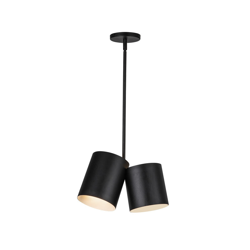 Kuzco Keiko 14in 2-Light Pendant | Industrial Matte Black Steel Shade | Kitchen Island & Dining Room | 6 x 6 x 8.62 in | Model PD58814-BK