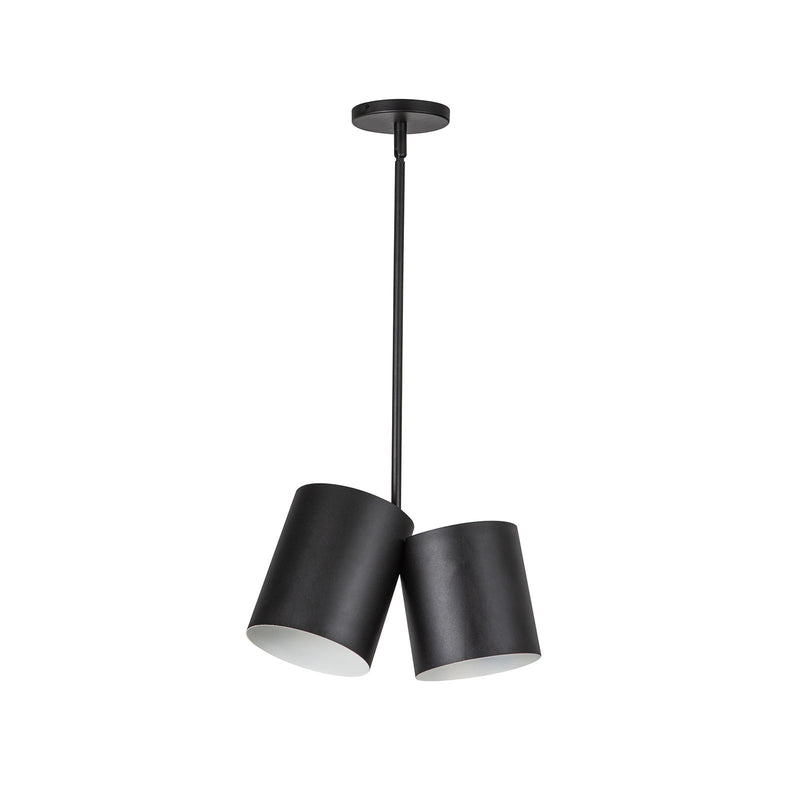 Kuzco Keiko 14in 2-Light Pendant | Industrial Matte Black Steel Shade | Kitchen Island & Dining Room | 6 x 6 x 8.62 in | Model PD58814-BK
