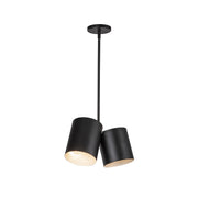 Kuzco Keiko 14in 2-Light Pendant | Industrial Matte Black Steel Shade | Kitchen Island & Dining Room | 6 x 6 x 8.62 in | Model PD58814-BK