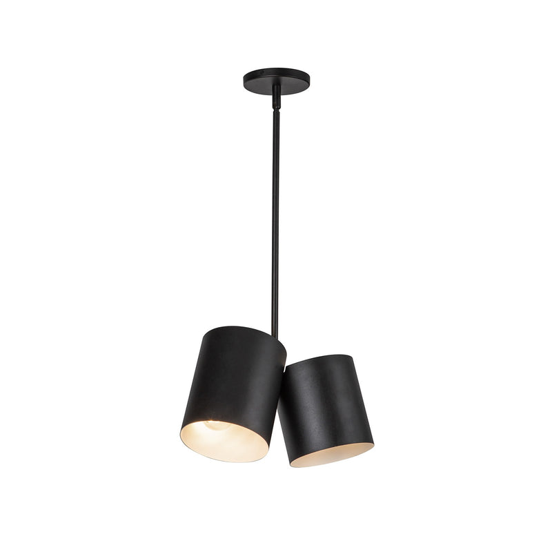 Kuzco Keiko 14in 2-Light Pendant | Industrial Matte Black Steel Shade | Kitchen Island & Dining Room | 6 x 6 x 8.62 in | Model PD58814-BK