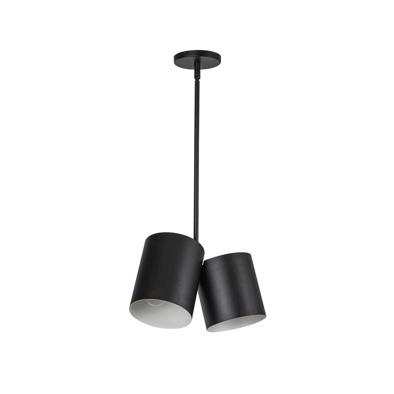 Kuzco Keiko 14in 2-Light Pendant | Industrial Matte Black Steel Shade | Kitchen Island & Dining Room | 6 x 6 x 8.62 in | Model PD58814-BK