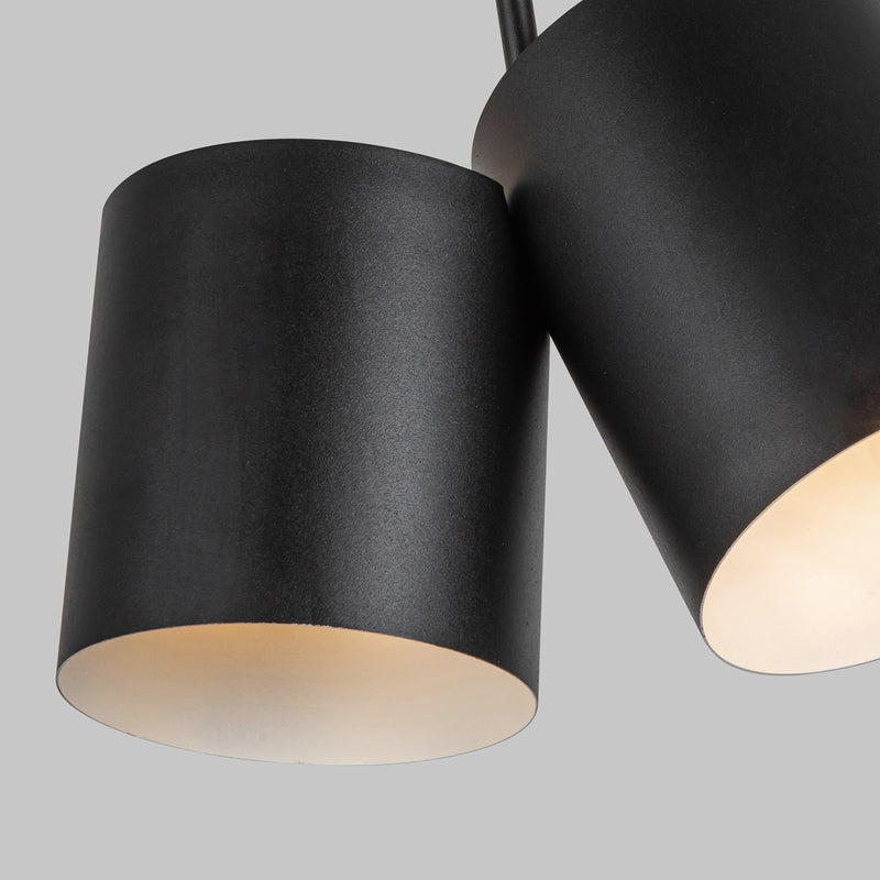 Kuzco Keiko 14in 2-Light Pendant | Industrial Matte Black Steel Shade | Kitchen Island & Dining Room | 6 x 6 x 8.62 in | Model PD58814-BK
