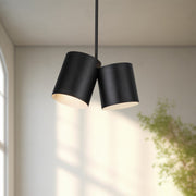 Kuzco Keiko 14in 2-Light Pendant | Industrial Matte Black Steel Shade | Kitchen Island & Dining Room | 6 x 6 x 8.62 in | Model PD58814-BK