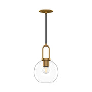 Alora Mood Soji 8in 1-Light Pendant | Aged Gold and Clear Glass | Kitchen Island & Dining Room | 12.5 x 7.9 in | Model PD601608AGCL