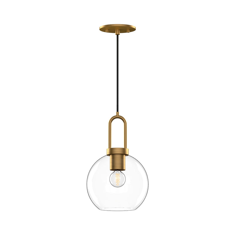 Alora Mood Soji 8in 1-Light Pendant | Aged Gold and Clear Glass | Kitchen Island & Dining Room | 12.5 x 7.9 in | Model PD601608AGCL