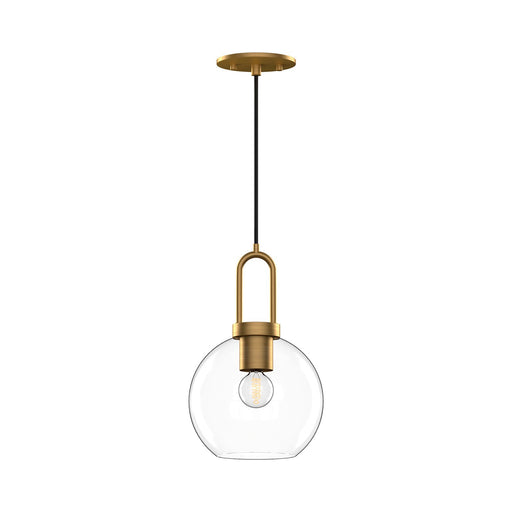 Alora Mood Soji 8in 1-Light Pendant | Aged Gold and Clear Glass | Kitchen Island & Dining Room | 12.5 x 7.9 in | Model PD601608AGCL