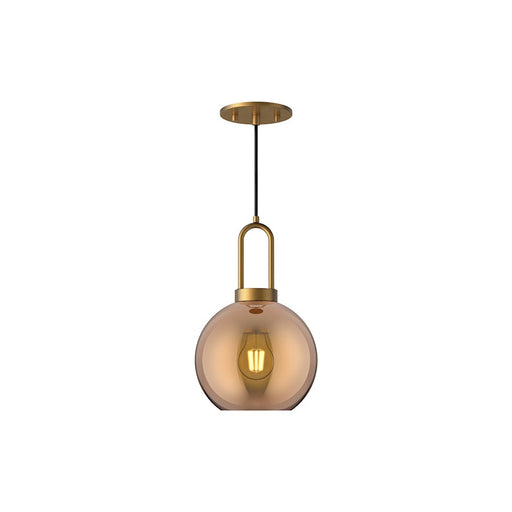 Kuzco Soji 8in 1-Light Pendant | Japanese-Inspired Aged Gold and Copper Glass | Kitchen Island & Dining Room | 7.88 x 12.5 in | Model PD601608AGCP
