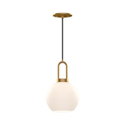 Kuzco Soji 8in 1-Light Pendant | Japanese-Inspired Aged Gold and Opal Matte Glass | Kitchen Island & Dining Room | 12.5 x 7.88 in | Model PD601608AGOP