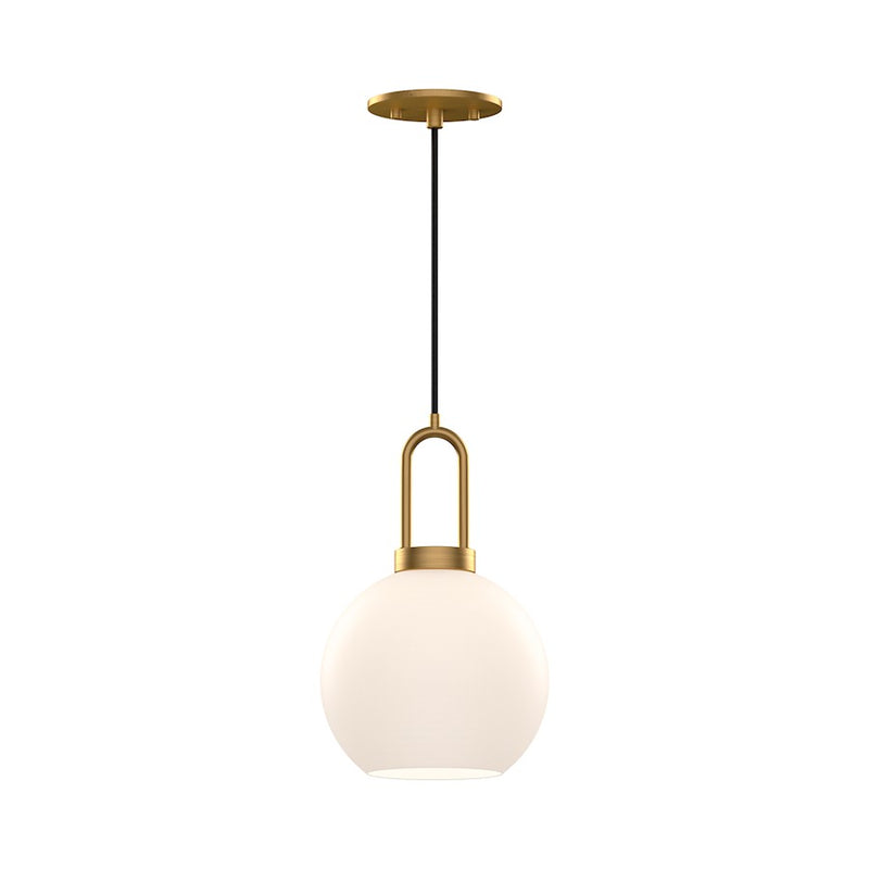 Kuzco Soji 8in 1-Light Pendant | Japanese-Inspired Aged Gold and Opal Matte Glass | Kitchen Island & Dining Room | 12.5 x 7.88 in | Model PD601608AGOP