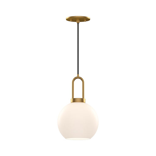 Kuzco Soji 8in 1-Light Pendant | Japanese-Inspired Aged Gold and Opal Matte Glass | Kitchen Island & Dining Room | 12.5 x 7.88 in | Model PD601608AGOP