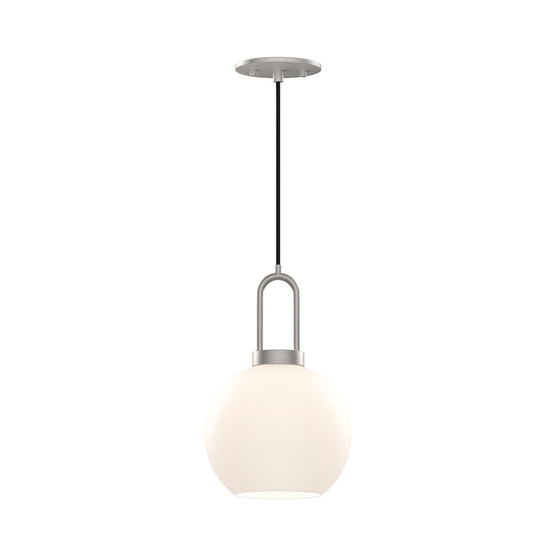 Alora Mood Soji 8in 1-Light Pendant | Modern Brushed Nickel and Opal Matte Glass | Kitchen Island & Dining Room | Model PD601608BNOP