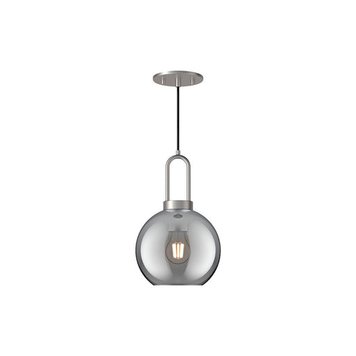 Kuzco Soji 8in 1-Light Pendant | Japanese-Inspired Brushed Nickel and Smoked Solid Glass | Kitchen Island & Dining Room | 12.5in | Model PD601608BNSM