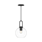 Kuzco Soji 8in 1-Light Pendant | Japanese-Inspired Clear Glass and Matte Black | Kitchen Island & Dining Room | 12.5in H | Model PD601608MBCL