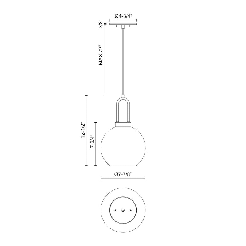 Kuzco Soji 8in 1-Light Pendant | Japanese-Inspired Clear Glass and Matte Black | Kitchen Island & Dining Room | 12.5in H | Model PD601608MBCL