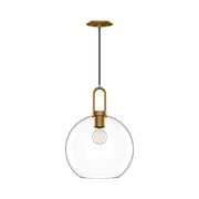 Kuzco Soji 1-Light 10in Pendant | Japanese-Inspired Aged Gold & Clear Glass | Entryway & Dining Room | 9.88 x 9.88 x 14.38 in | Model PD601710AGCL