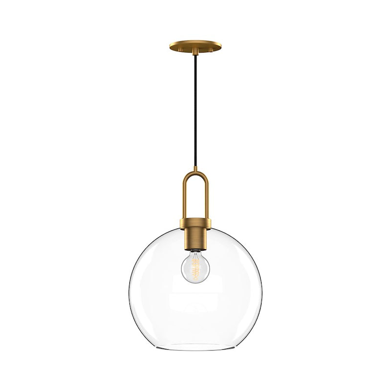 Kuzco Soji 1-Light 10in Pendant | Japanese-Inspired Aged Gold & Clear Glass | Entryway & Dining Room | 9.88 x 9.88 x 14.38 in | Model PD601710AGCL