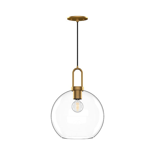 Kuzco Soji 1-Light 10in Pendant | Japanese-Inspired Aged Gold & Clear Glass | Entryway & Dining Room | 9.88 x 9.88 x 14.38 in | Model PD601710AGCL