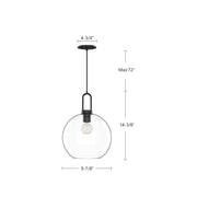 Kuzco Soji 1-Light 10in Pendant | Japanese-Inspired Aged Gold & Clear Glass | Entryway & Dining Room | 9.88 x 9.88 x 14.38 in | Model PD601710AGCL