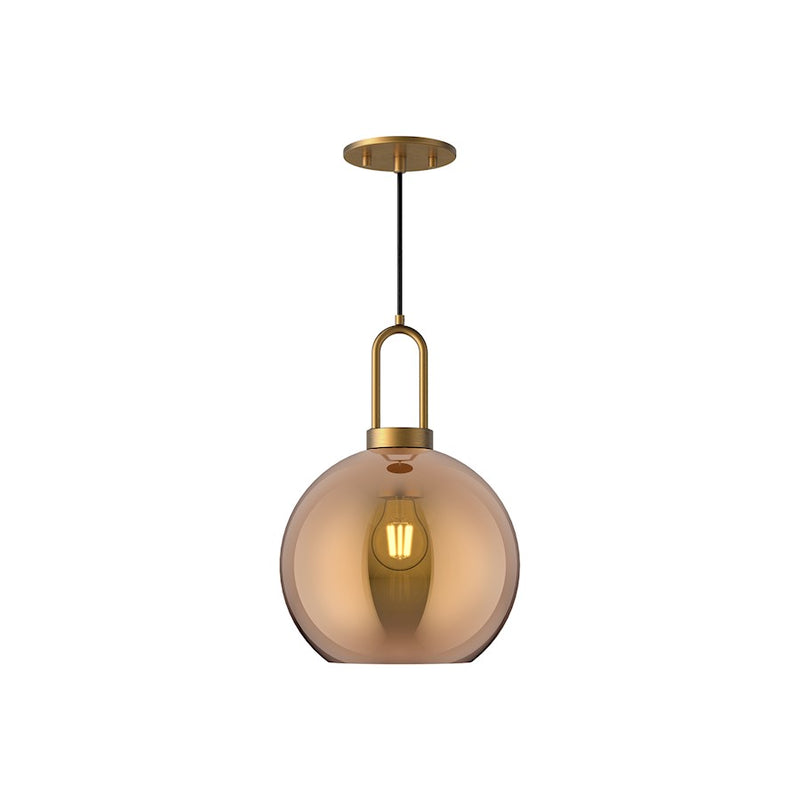 Kuzco Soji 10in 1-Light Pendant | Japanese-Inspired Aged Gold/Copper Glass | Kitchen Island & Dining Room | 14.38in H | Model PD601710AGCP