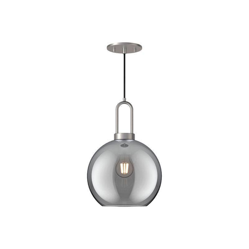 Kuzco Soji 10in 1-Light Pendant | Modern Brushed Nickel and Smoked Glass | Kitchen Island & Dining Room | 14.38 x 9.88 in | Model PD601710BNSM