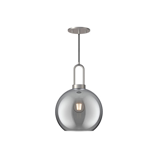 Kuzco Soji 10in 1-Light Pendant | Modern Brushed Nickel and Smoked Glass | Kitchen Island & Dining Room | 14.38 x 9.88 in | Model PD601710BNSM