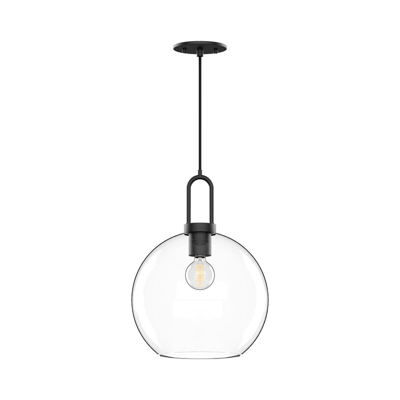 Kuzco Soji 10in 1-Light Pendant | Japanese-Inspired Clear Glass and Matte Black | Kitchen Island & Dining Room | Model PD601710MBCL