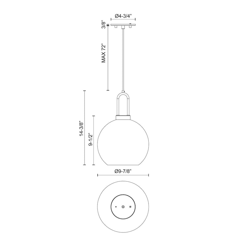 Kuzco Soji 10in 1-Light Pendant | Japanese-Inspired Clear Glass and Matte Black | Kitchen Island & Dining Room | Model PD601710MBCL