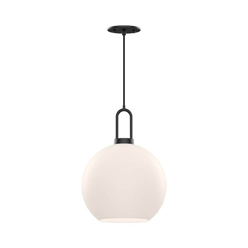 Kuzco Soji 10in 1-Light Pendant | Industrial Matte Black and Opal Matte Glass | Kitchen Island & Dining Room | 14.38 x 9.88 in | Model PD601710MBOP