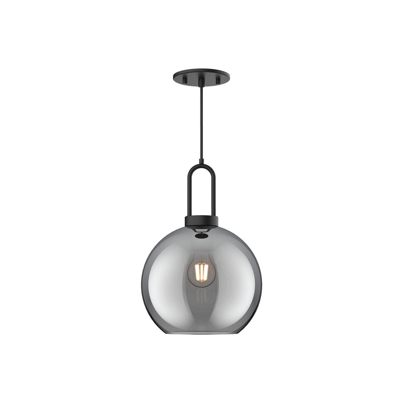 Kuzco Soji 10in 1-Light Pendant | Japanese-Inspired Matte Black Steel and Smoked Glass | Kitchen Island & Dining Room | Model PD601710MBSM